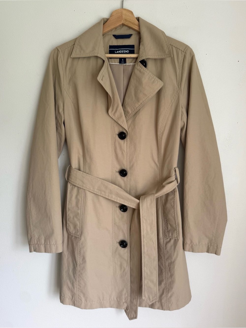 Lands’ End Heritage Lapel Trench Coat in Khaki Tan - Picture 2 of 6